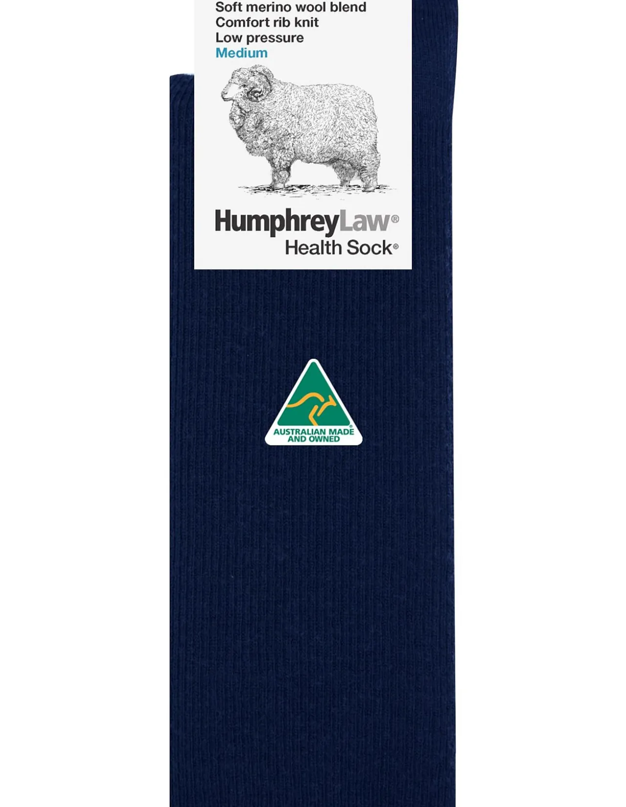 60% FINE MERINO WOOL RIBBED LOW PRESSURE HEALTH SOCK MEDIUM