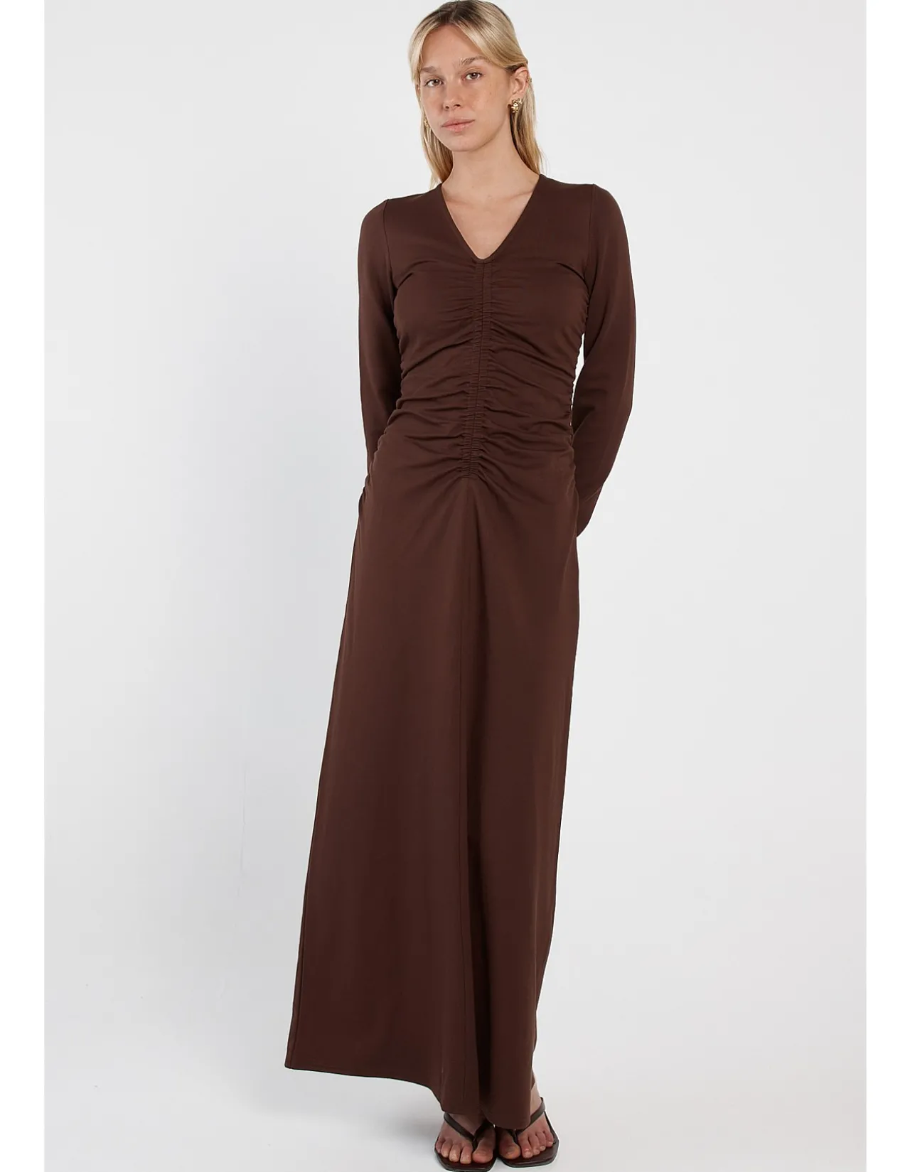 ABIA GATHERED FRONT JERSEY DRESS