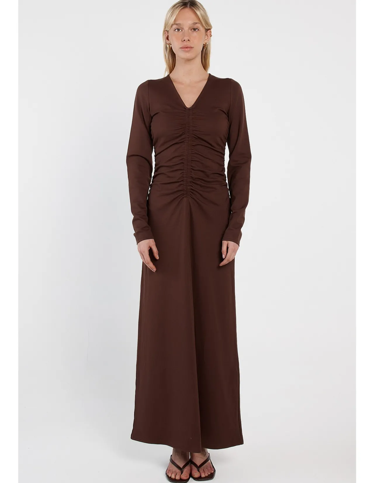 ABIA GATHERED FRONT JERSEY DRESS