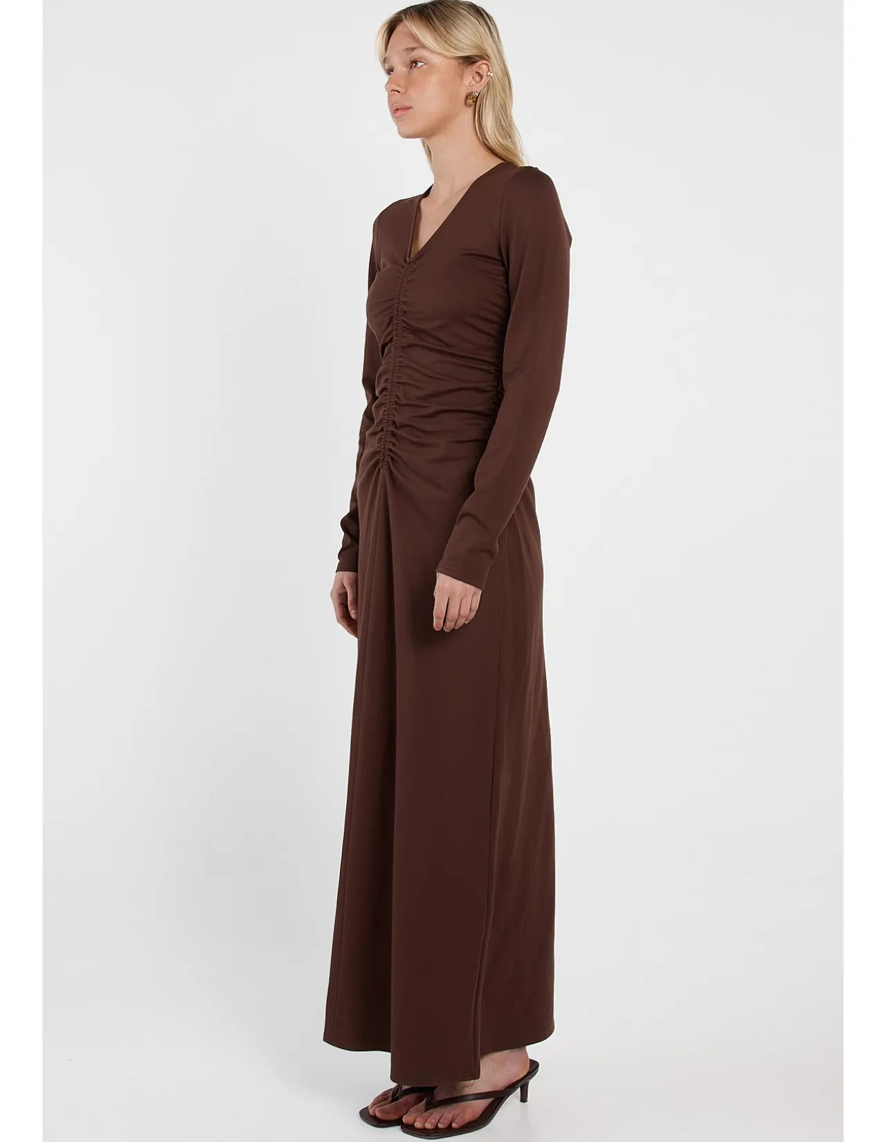 ABIA GATHERED FRONT JERSEY DRESS