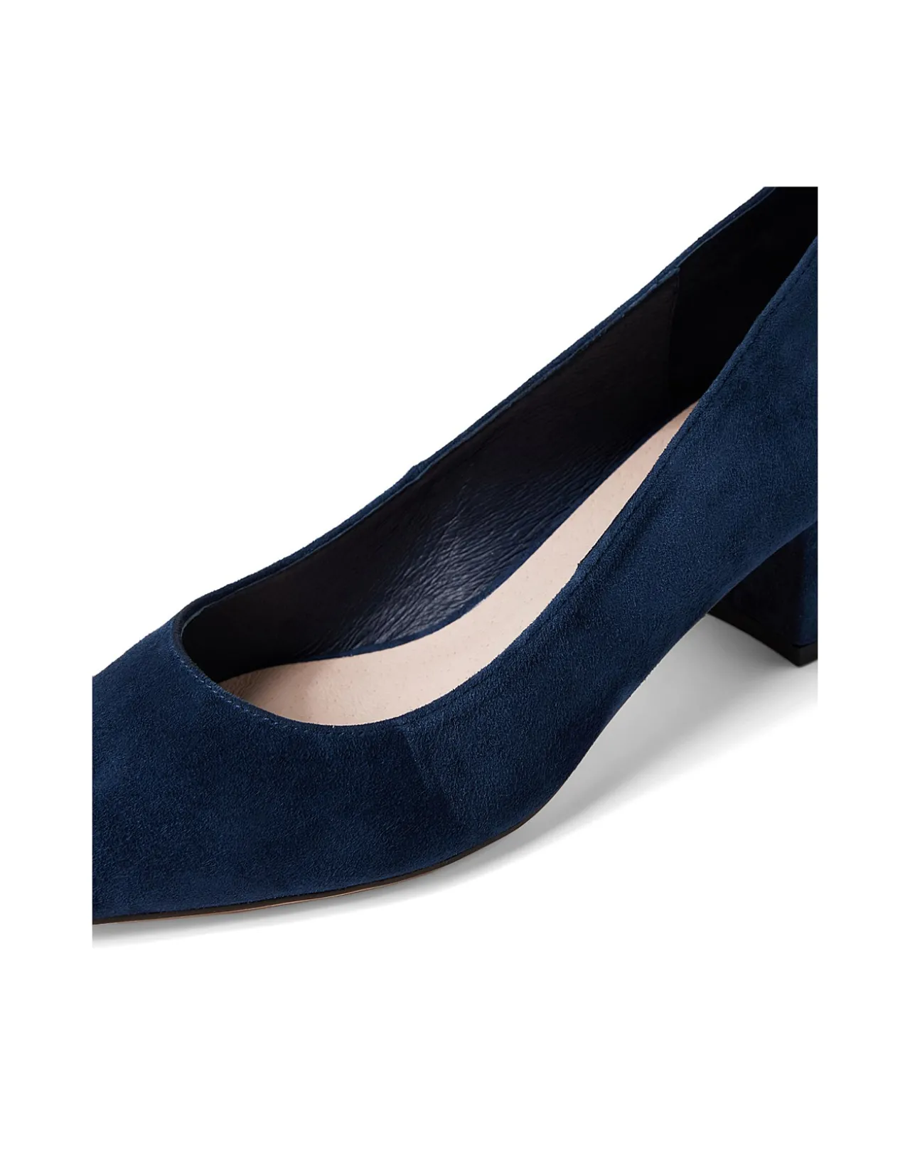 Addison Low Block Heel Suede Pumps