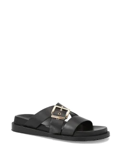 ADELLE Black Leather Footbed Sandal