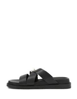 ADELLE Black Leather Footbed Sandal