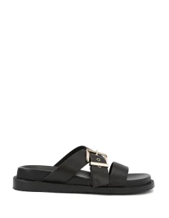 ADELLE Black Leather Footbed Sandal
