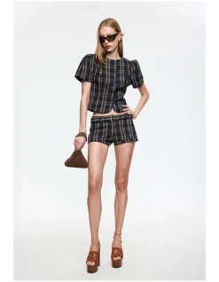 Afterglow Plaid Mini Shorts