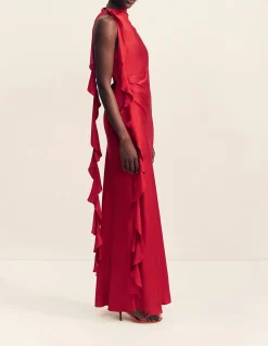 Agnes Draped Ruffle Maxi Dress