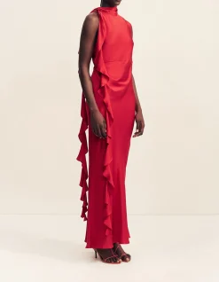 Agnes Draped Ruffle Maxi Dress