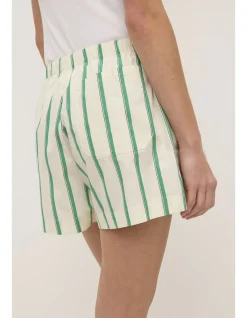 Agnes Stripe Short Butter/Bright Green