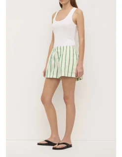 Agnes Stripe Short Butter/Bright Green