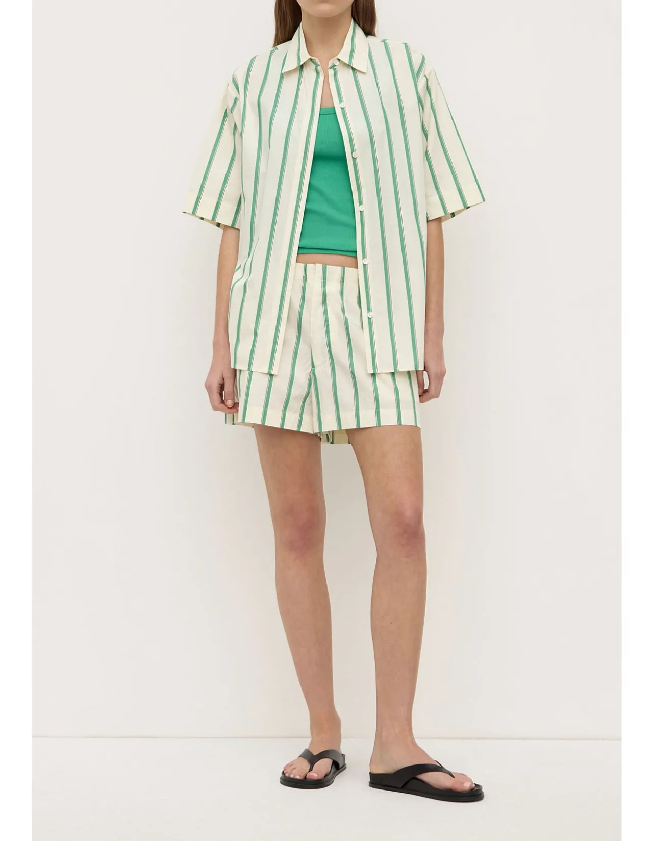 Agnes Stripe Short Butter/Bright Green