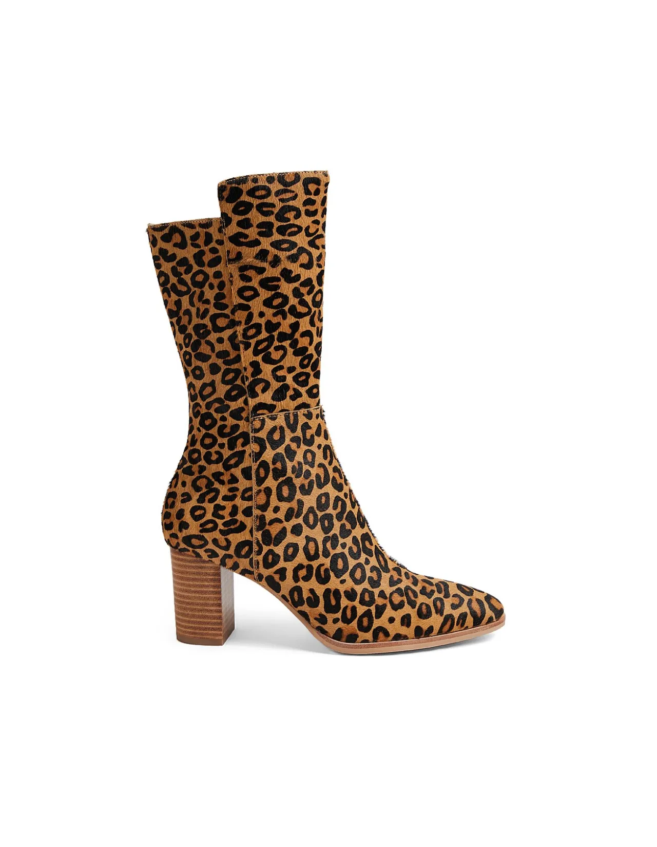 Ainslee Leopard Pony Block Heel Boots