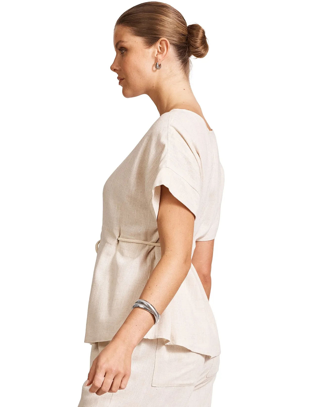Alesia Rope Waist Linen Blend Top