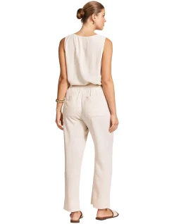 Alesia Textured Linen Blend Relaxed Pant