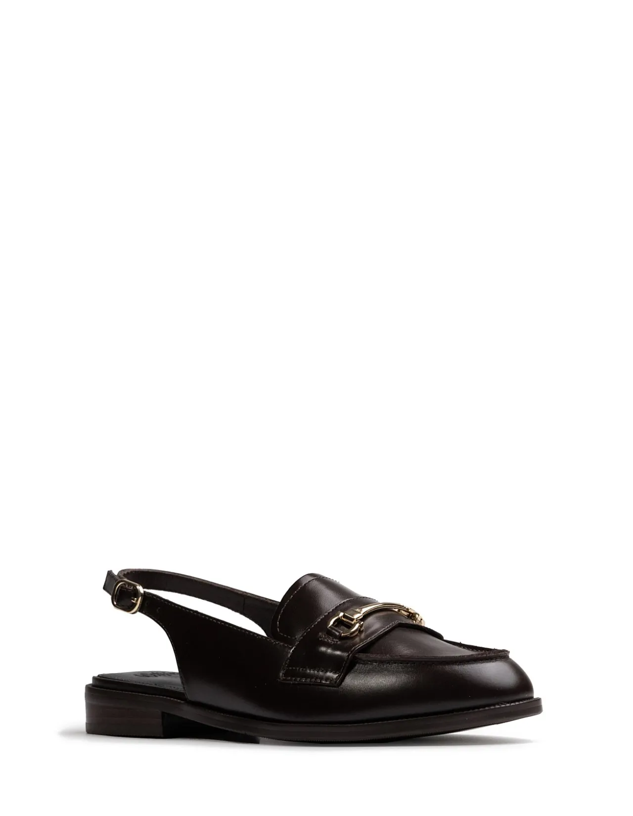 Alexia Dark Brown Leather Slingback Loafer