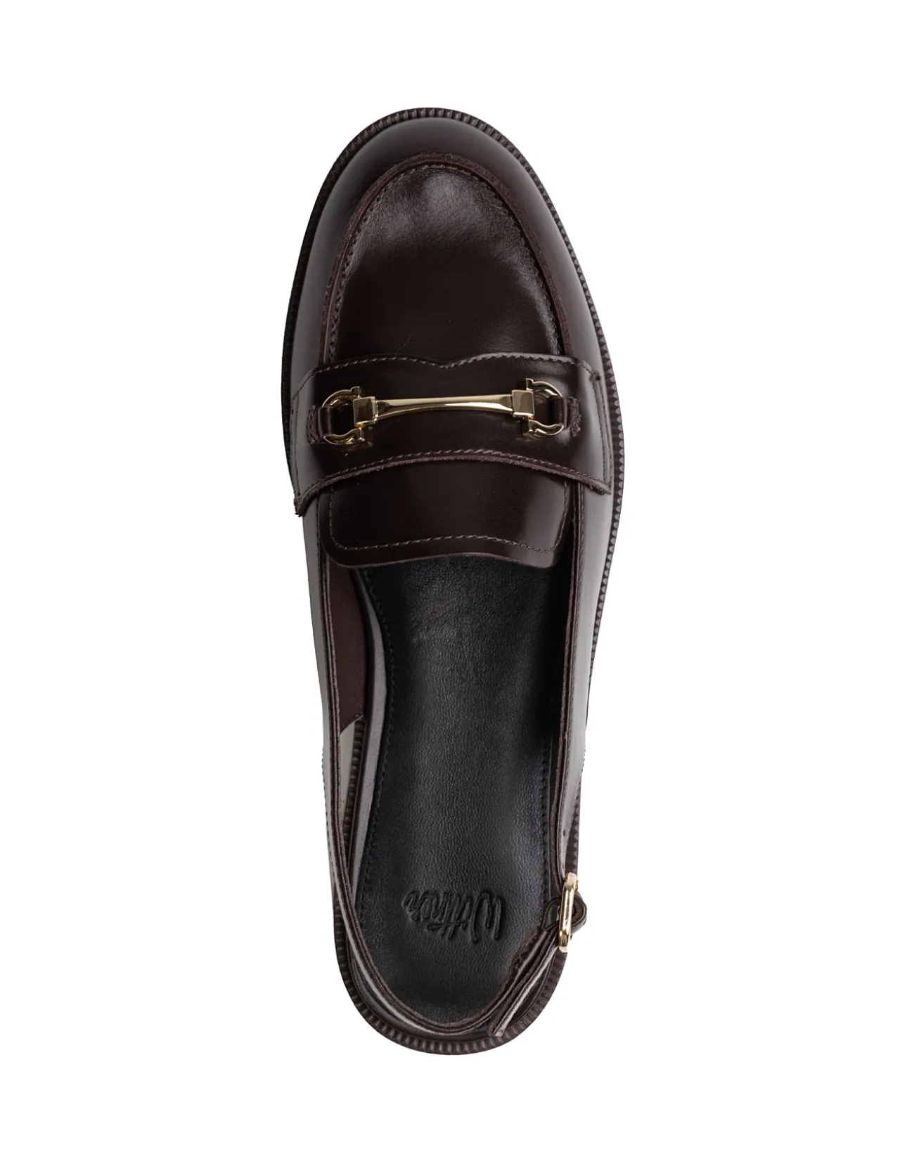 Alexia Dark Brown Leather Slingback Loafer