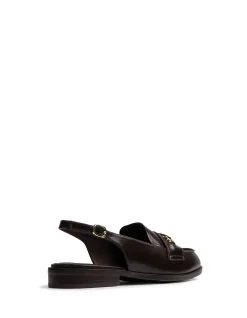 Alexia Dark Brown Leather Slingback Loafer