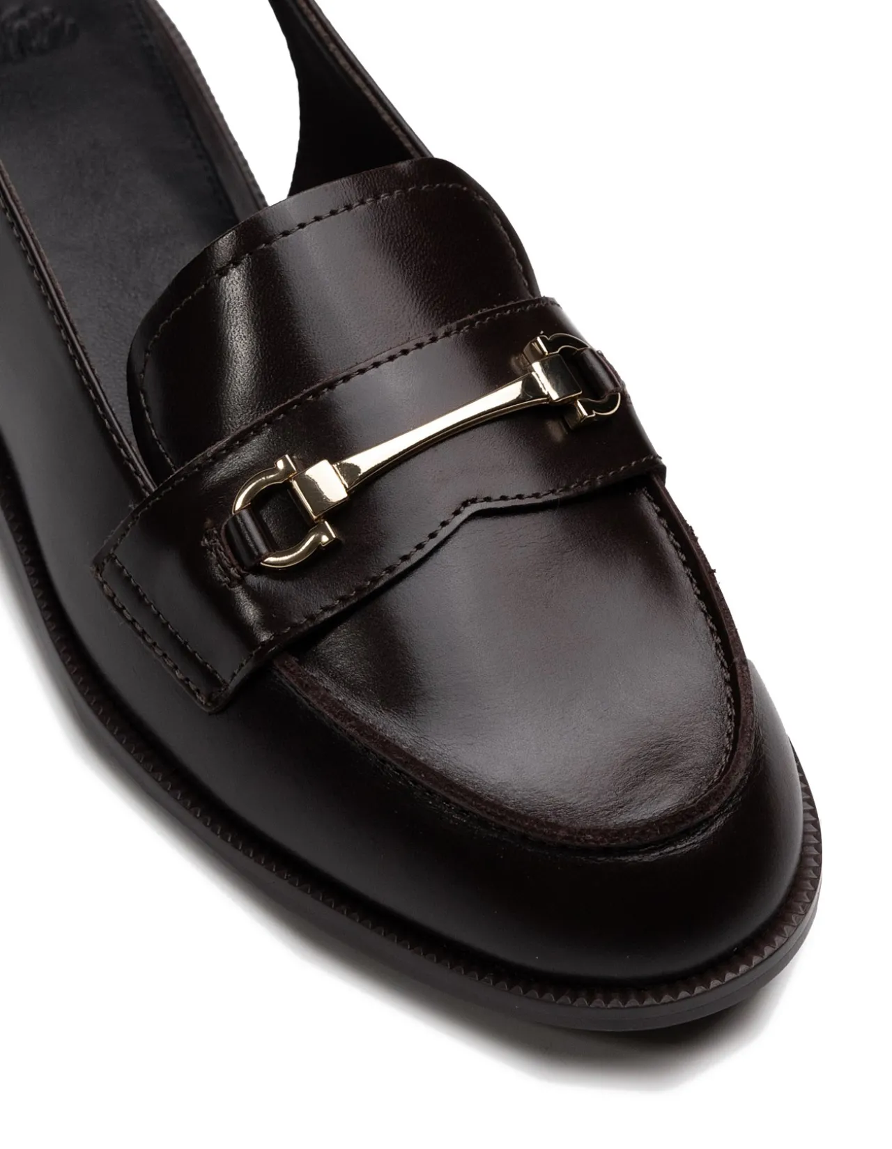 Alexia Dark Brown Leather Slingback Loafer