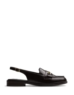Alexia Dark Brown Leather Slingback Loafer
