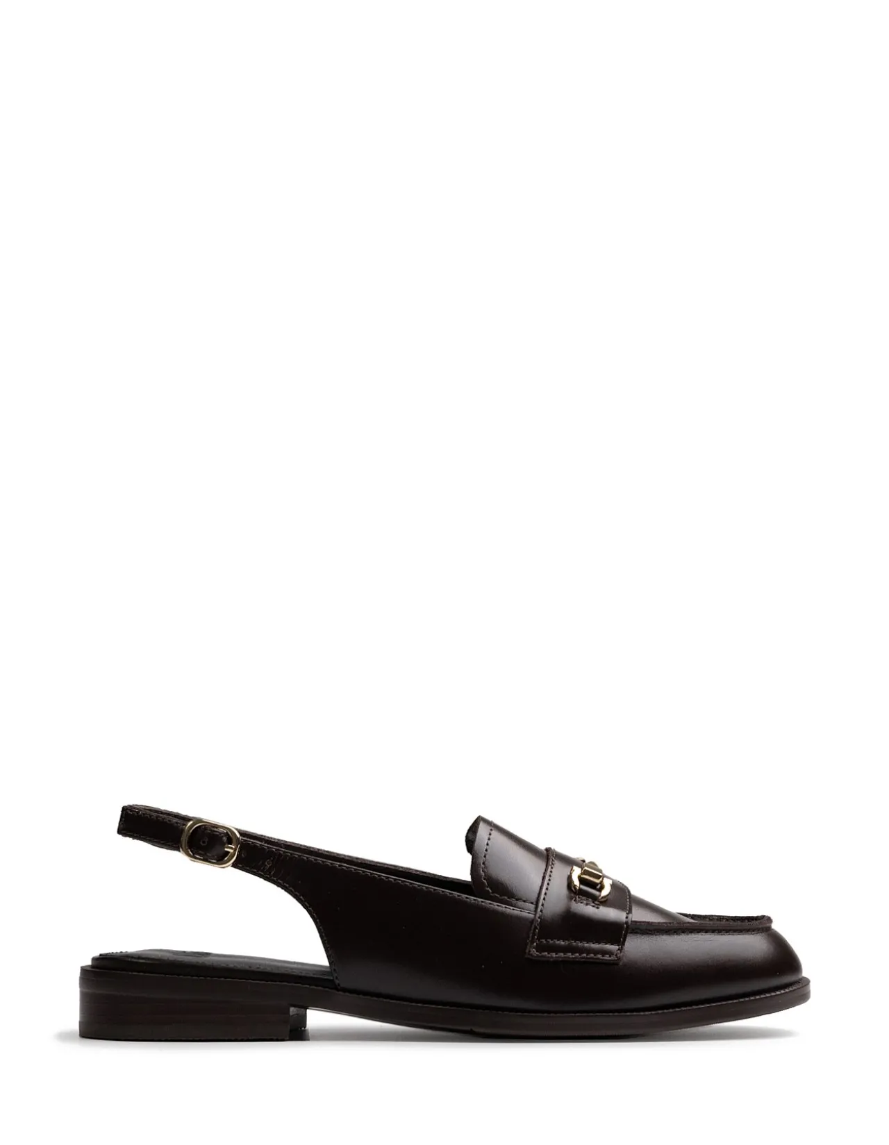 Alexia Dark Brown Leather Slingback Loafer