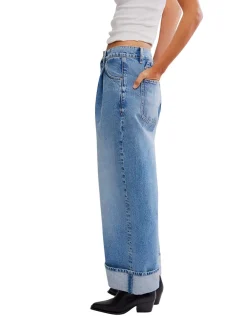 Alia Cuffed Wide Leg Cropped Denim Jeans