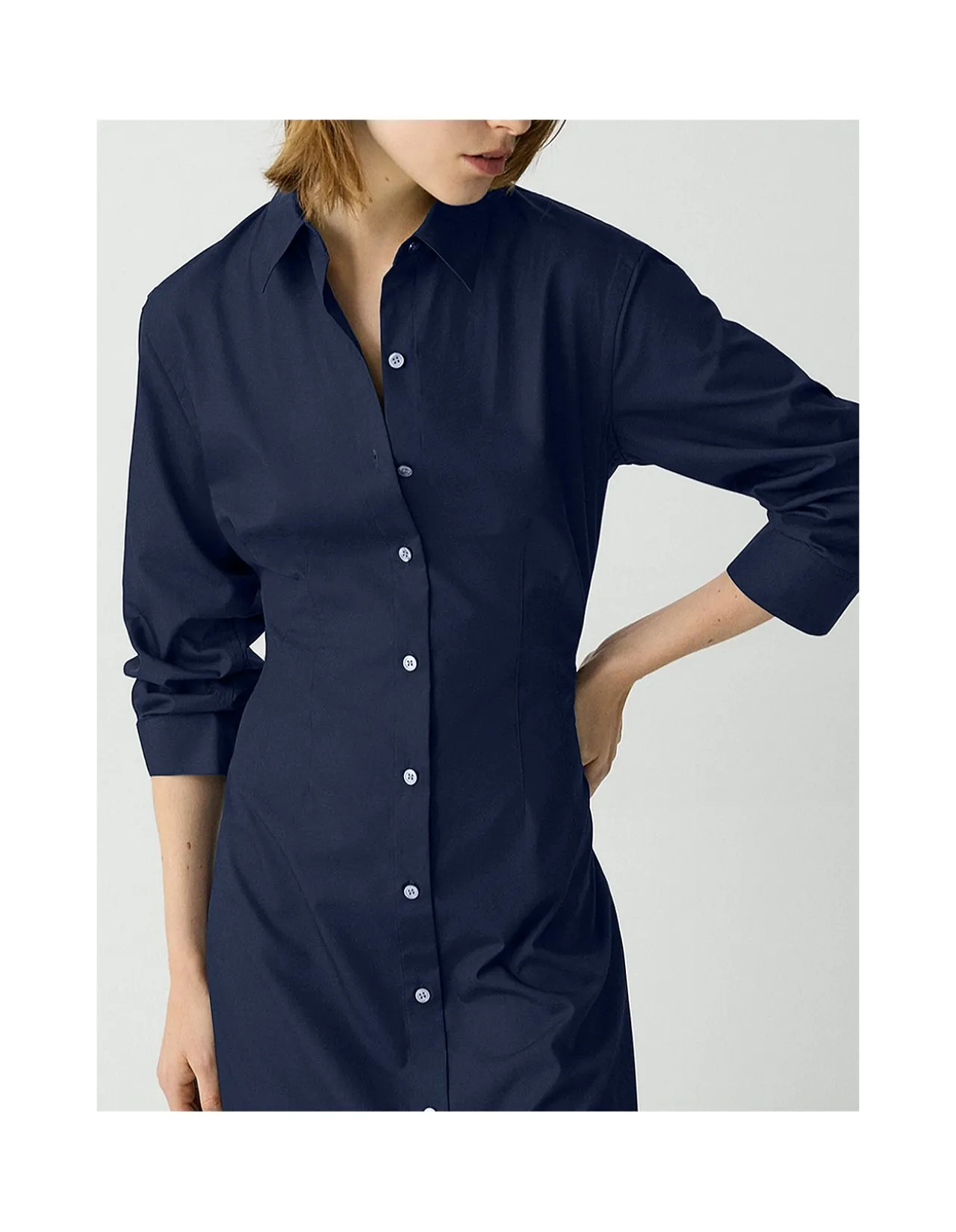 A-Line Midi Dress in Sleek Poplin
