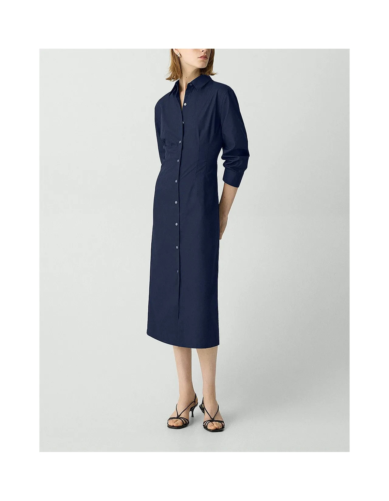 A-Line Midi Dress in Sleek Poplin