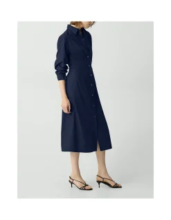 A-Line Midi Dress in Sleek Poplin