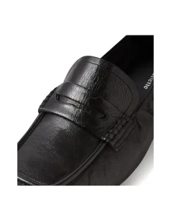 Allude Square Toe Leather Loafers