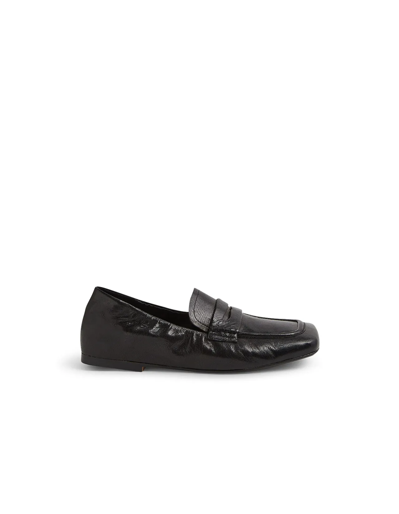 Allude Square Toe Leather Loafers