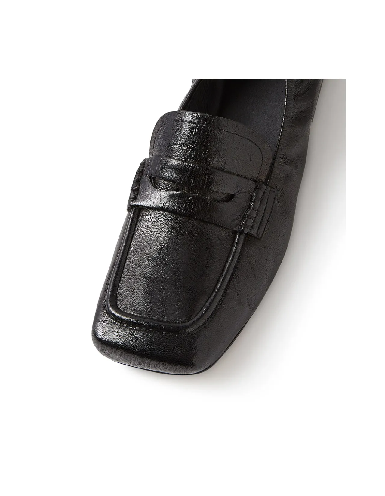 Allude Square Toe Leather Loafers