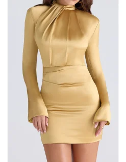 AMALA LONG SLEEVE SATIN MINI DRESS