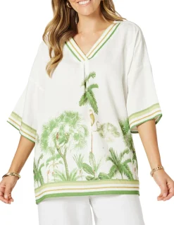 Amazon Print V Neck Top