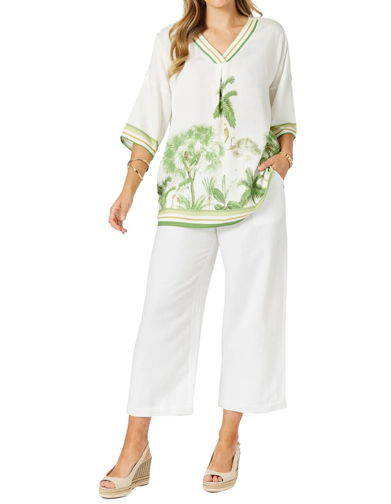 Amazon Print V Neck Top