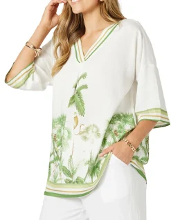 Amazon Print V Neck Top