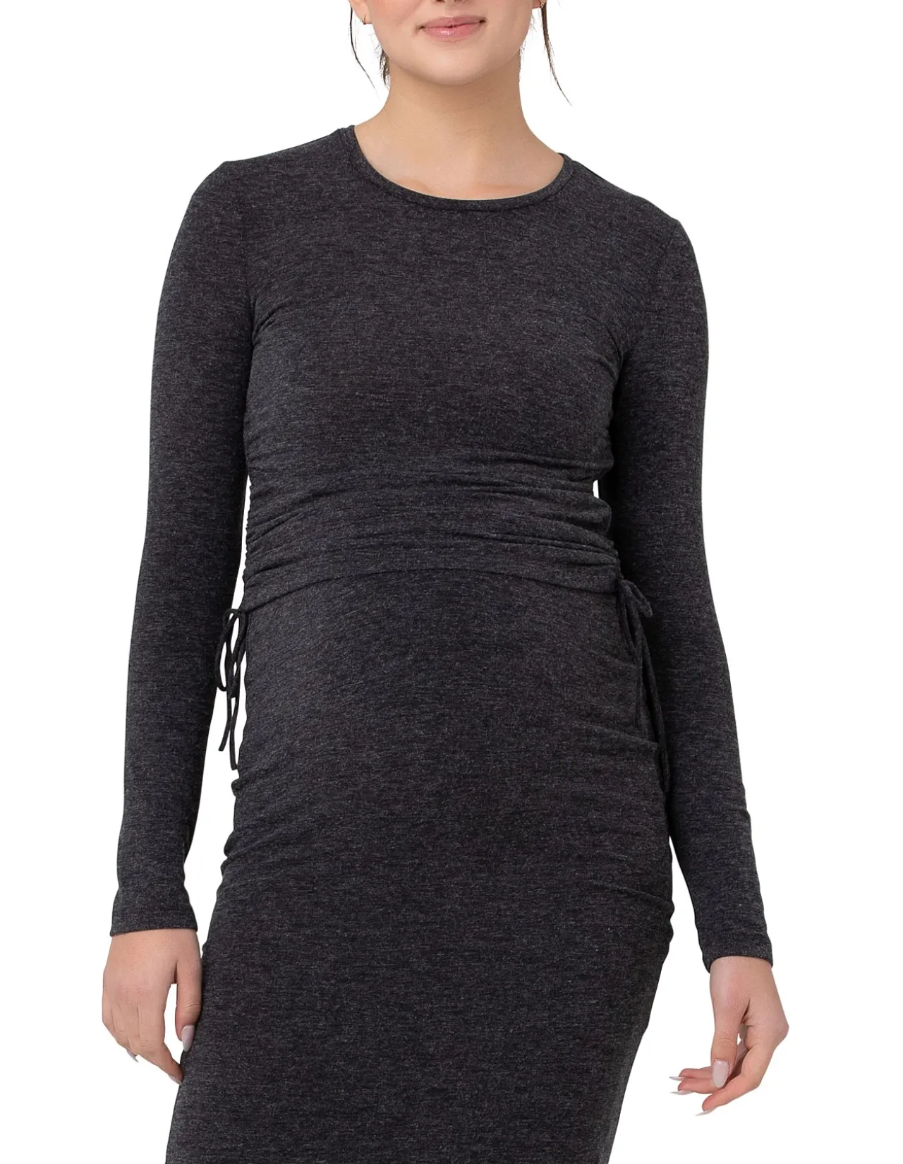 Amber Ruched Long Sleeve Top Dark Charcoal