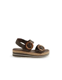 Ambian Wooden Buckle Platform Sandals