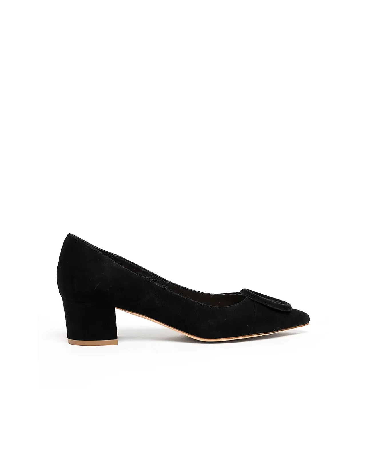 Ameerie Suede Buckle Block Heel Pumps