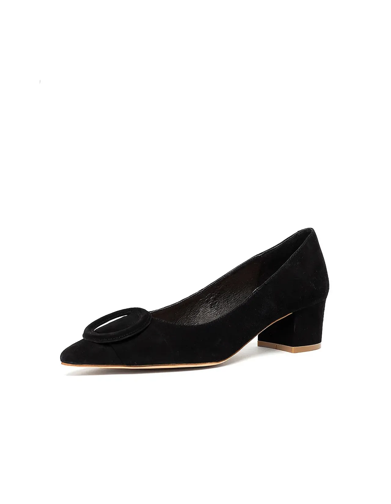 Ameerie Suede Buckle Block Heel Pumps