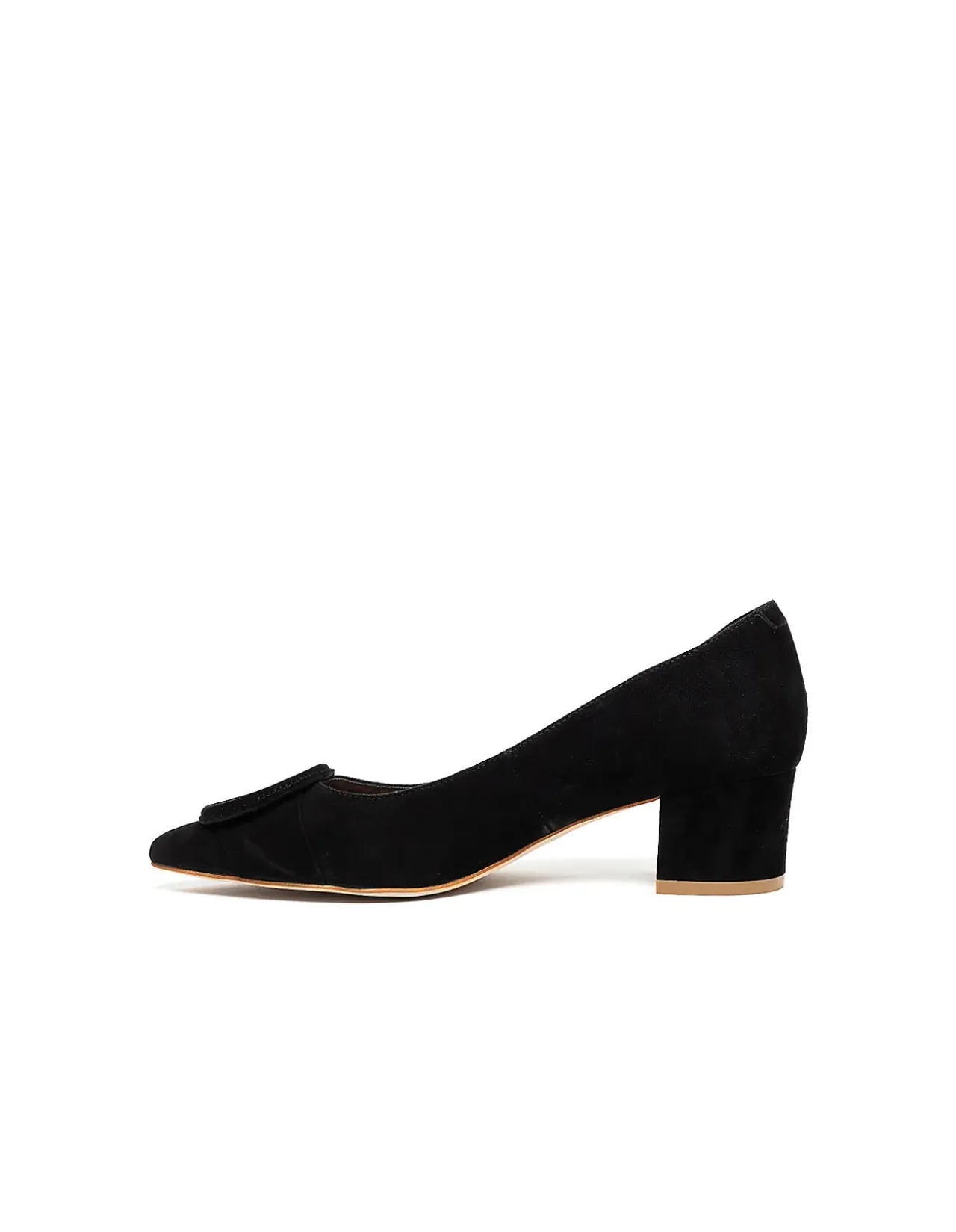 Ameerie Suede Buckle Block Heel Pumps