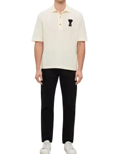 Ami de Coeur Boxy Fit Knitted Patch Polo Shirt