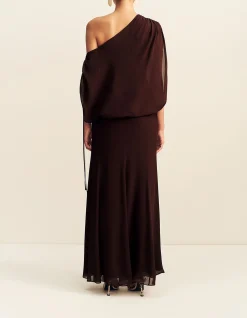 AMINA OFF SHOULDER BLOUSON MAXI DRESS