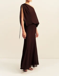 AMINA OFF SHOULDER BLOUSON MAXI DRESS