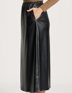 Amina Vegan Leather A Line Midi Skirt