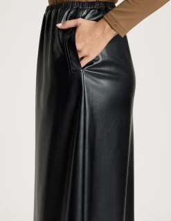 Amina Vegan Leather A Line Midi Skirt