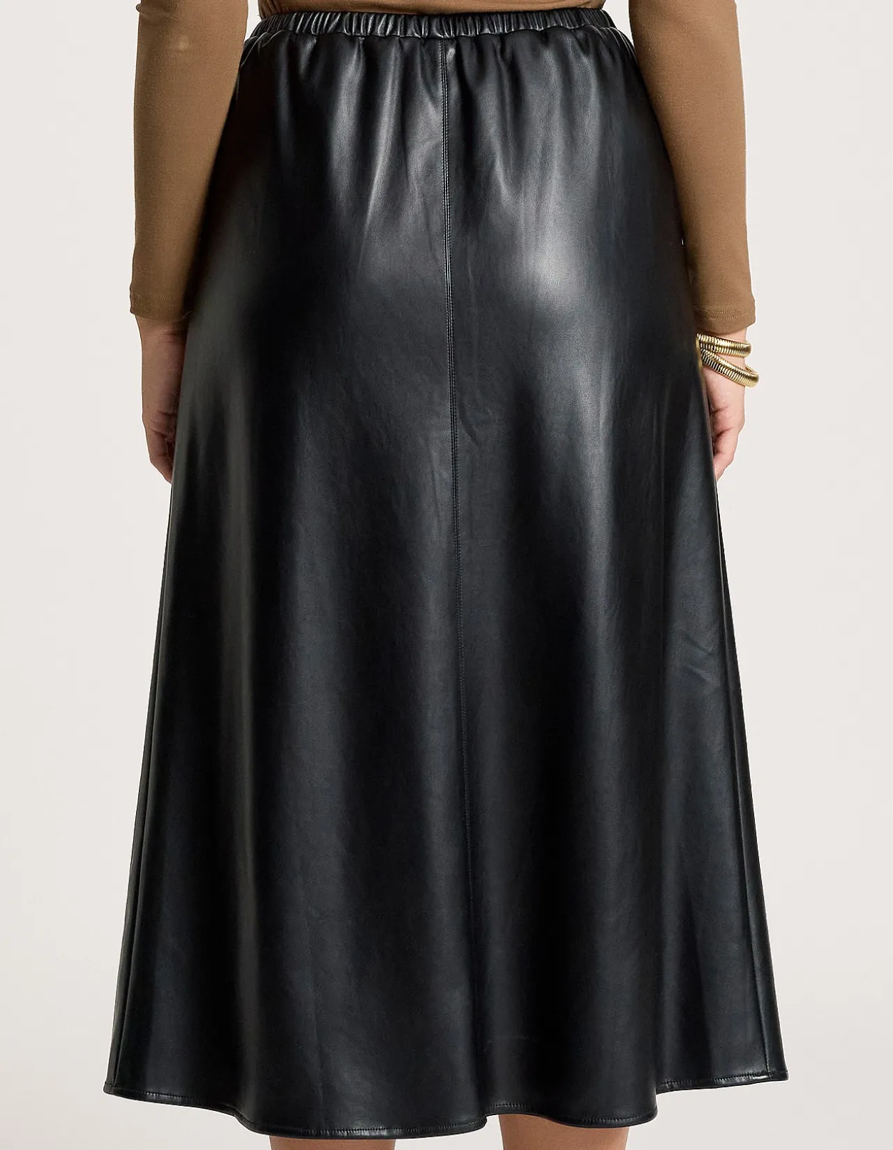Amina Vegan Leather A Line Midi Skirt