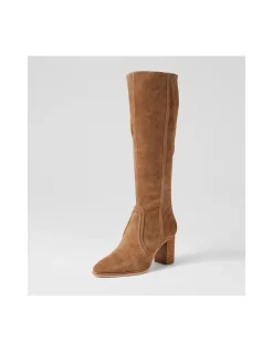 Ammla Suede Block Heel Knee High Boots