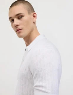 Anderson Stripe Texture Knit Polo