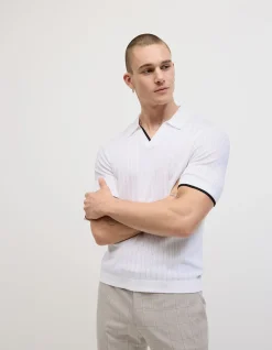 Anderson Stripe Texture Knit Polo