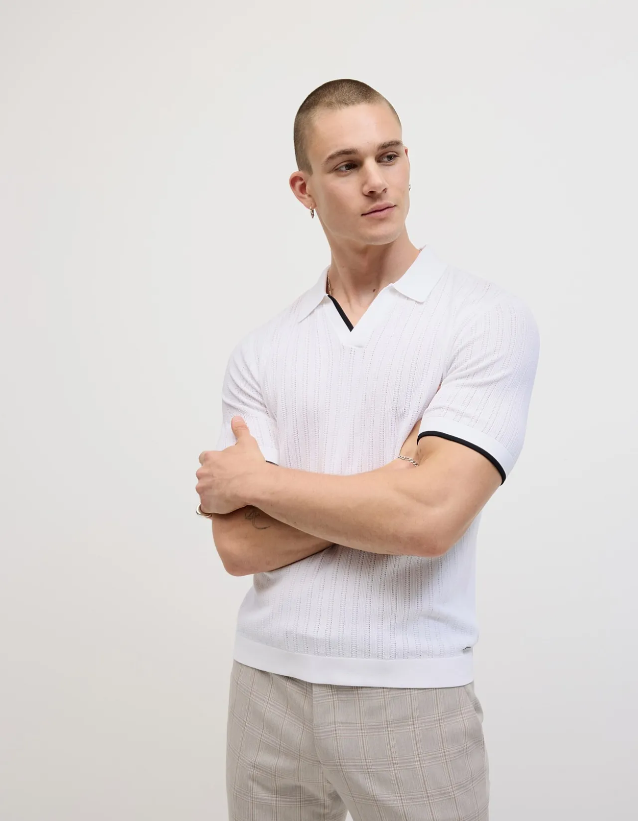 Anderson Stripe Texture Knit Polo