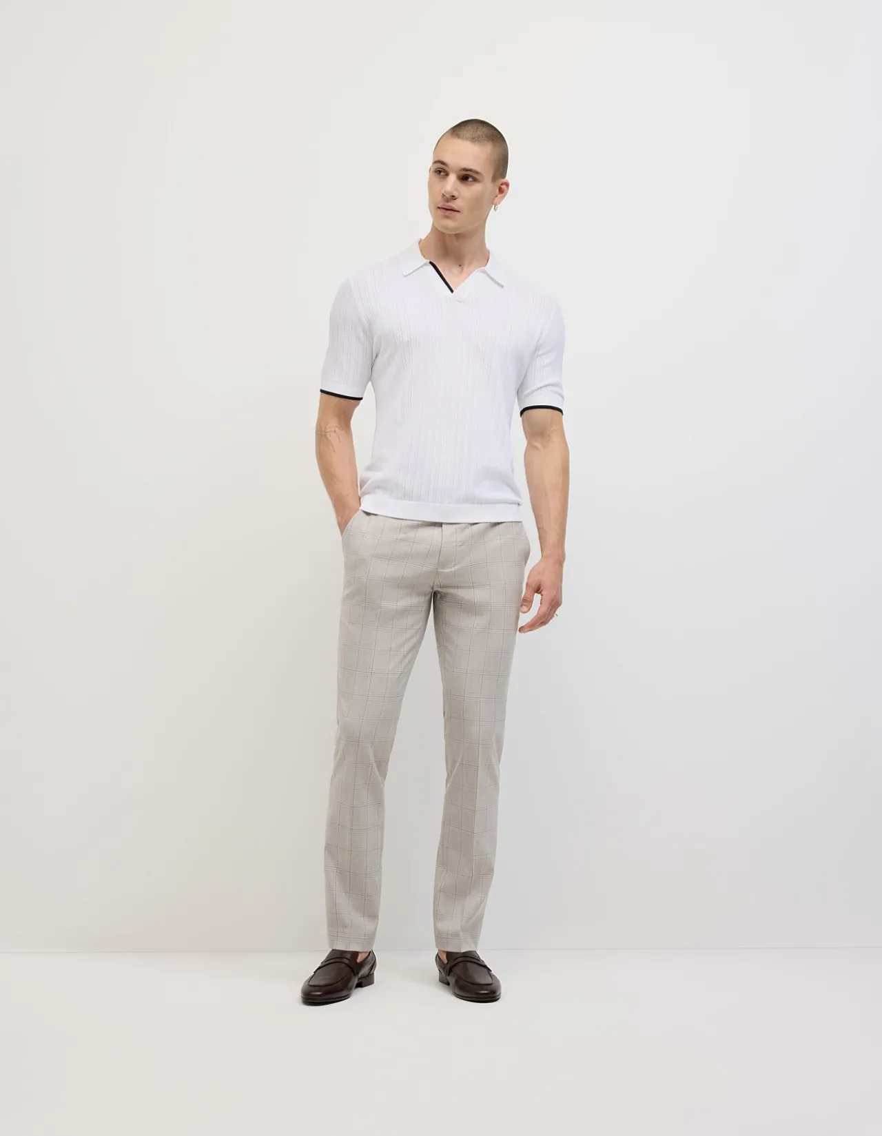 Anderson Stripe Texture Knit Polo